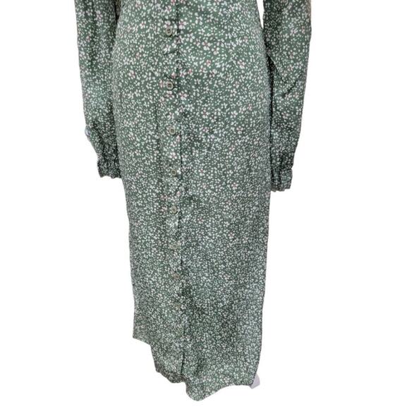 Missguided Women's Button Thru Milkmaid Midi Dress Ditsy Green‎ Size 6 NEW - Picture 10 of 16